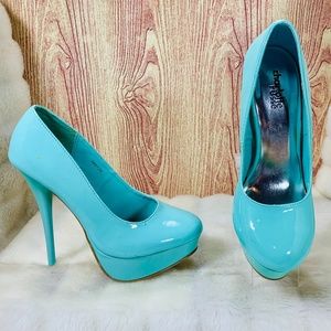 Shiny Light Blue Pumps